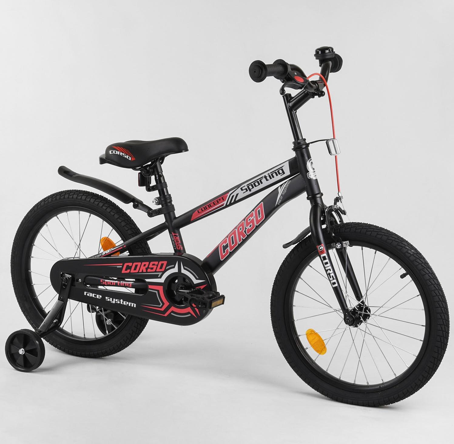 Велосипед дитячий 2-х колісний Corso 18" зібраний на 75% Black/Red (101955)