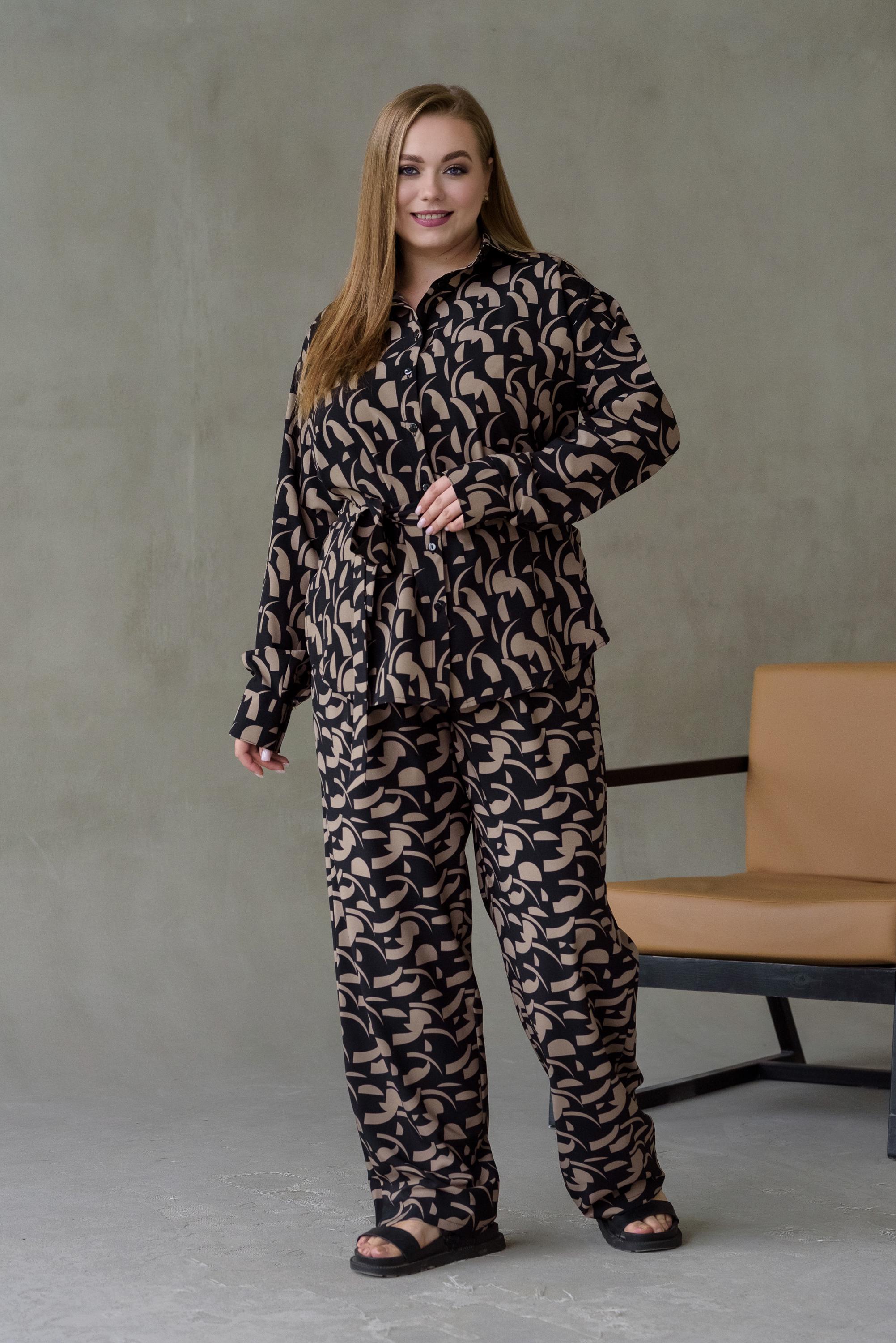 Костюм штапельный женский Риона р. 64 Коричневый - фото 6 Костюм штапельный женский Риона р. 64 Коричневый - фото 6