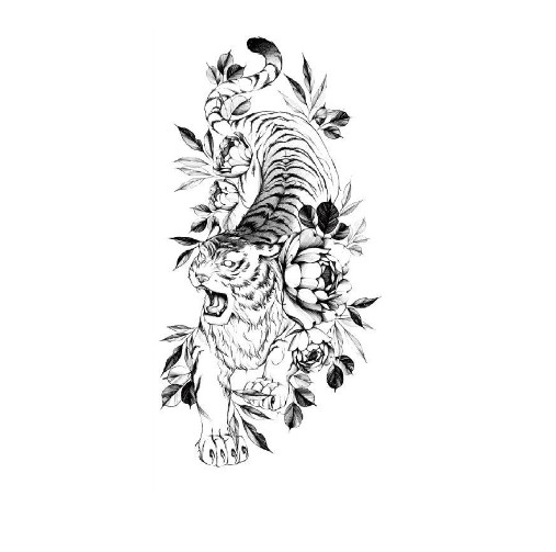 Тату тимчасове водостійке 3D велике Тигр HD-30 17,5х8 см (4506339)