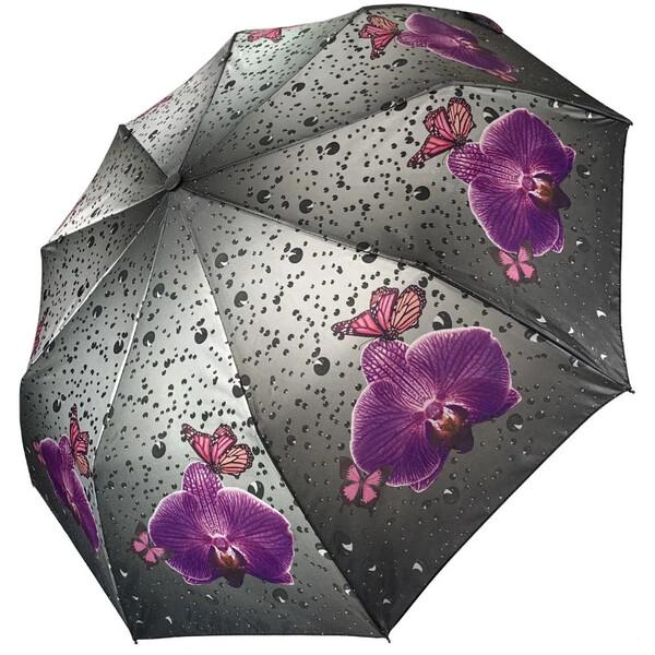 Зонт Mario Орхидеи атласный полуавтомат Серый (37531)