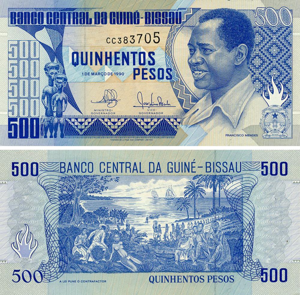 Коллекционная банкнота Гвинея-Бисау 500 песо 1990 UNC (P12)
