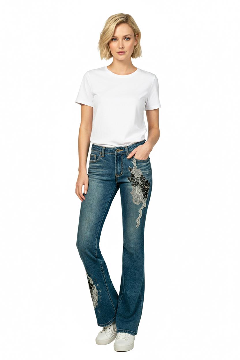 Джинсы женские Tantra S-1470 винтажные р. 48 Синий (17852174) - фото 4