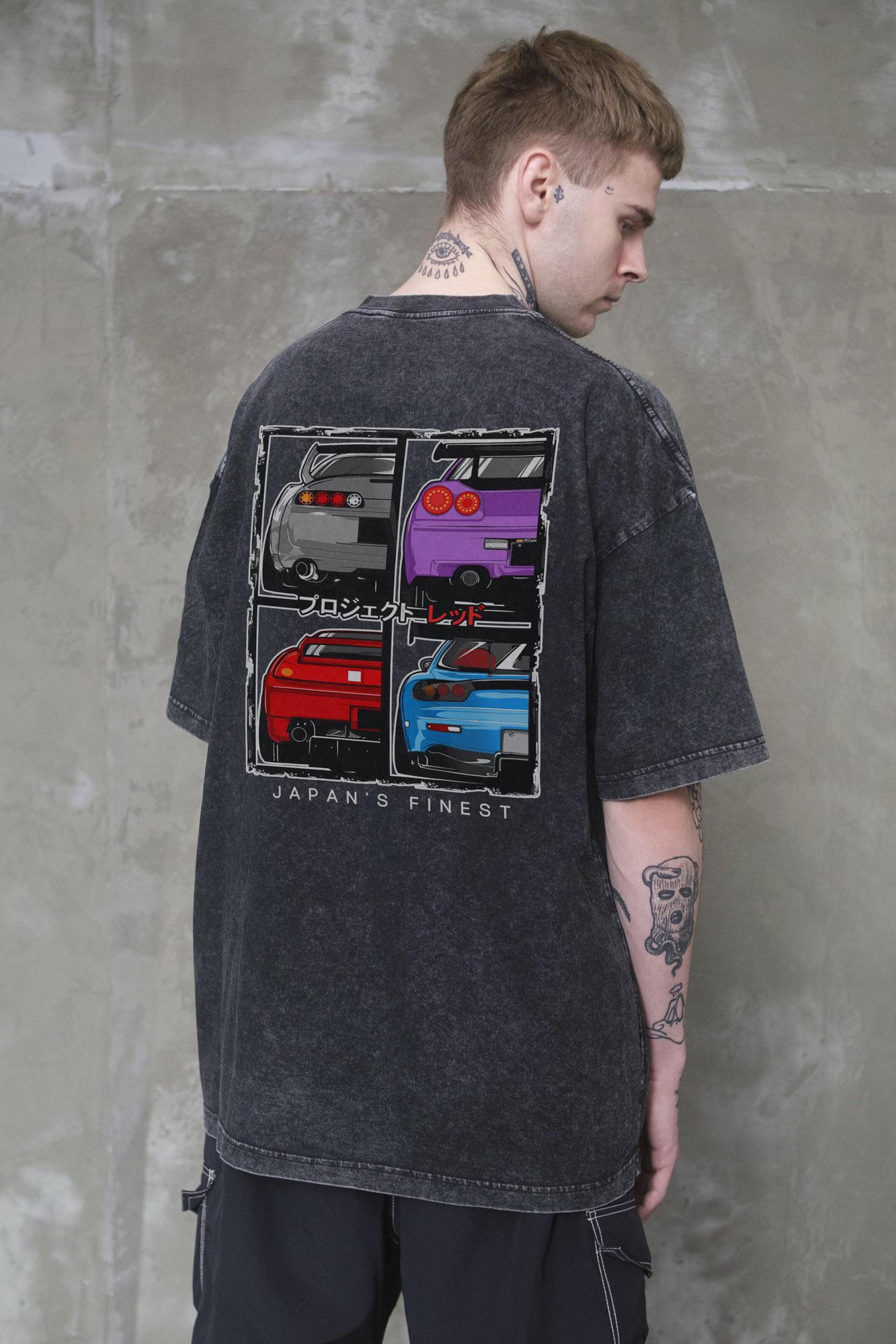 Футболка вываренная Without Washed Оверсайз с принтом Cars L/XL Black (L/XL 8056132 8056133)