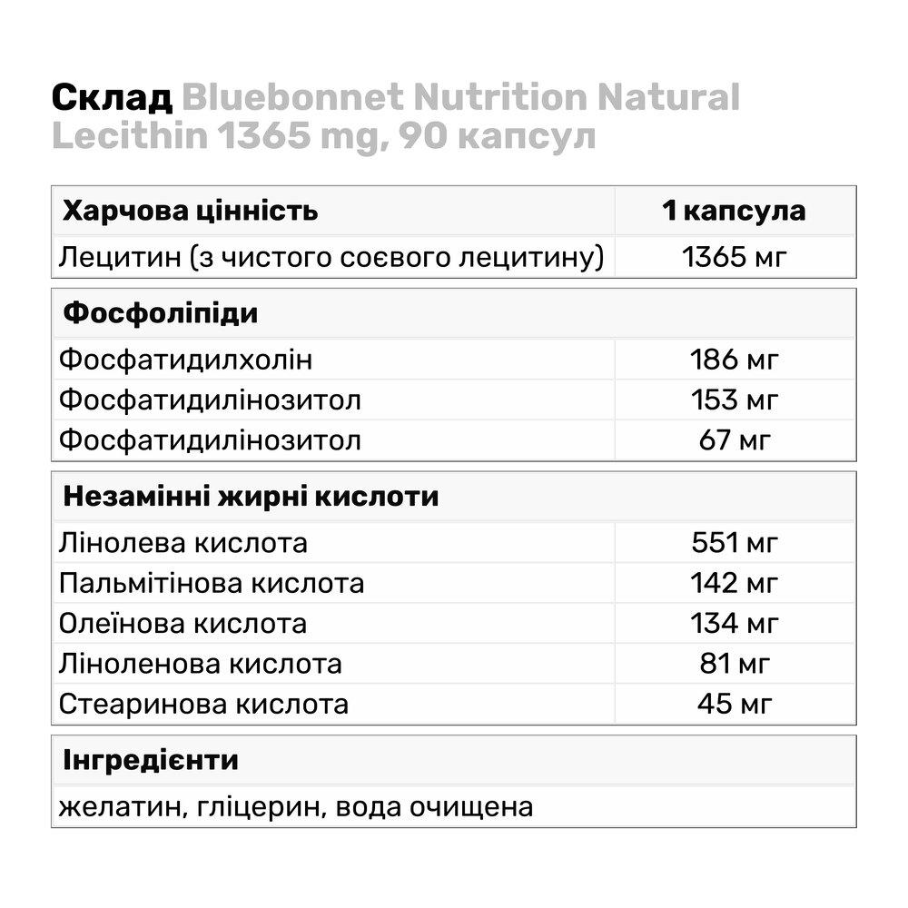 Натуральна добавка Bluebonnet Nutrition Natural Lecithin 1365 мг 90 капс. (5147) - фото 3