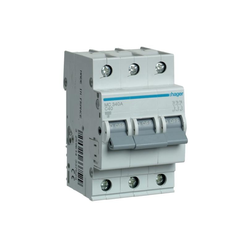 Автоматический выключатель Hager 3P 40A C 6 kA MC340A 3M