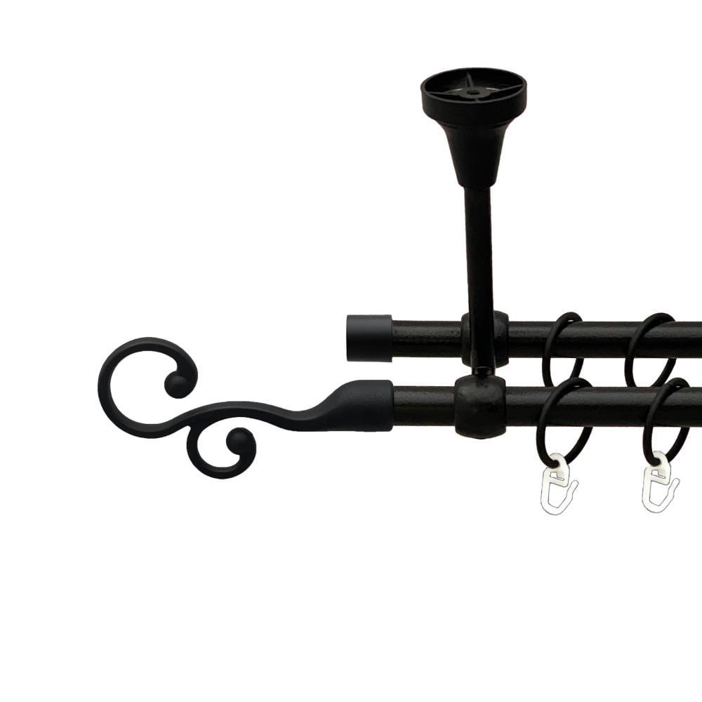 Карниз металлический Orvit Флорес Двухрядный литой к потолку/гладкая труба/кольцо металлическое Черный Бархат 16/16 мм 240 см (00-00024042)