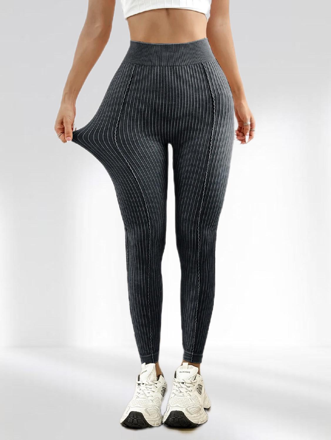 Лосины для фитнеса LILAFIT Пуш ап с V-образной талией в рубчик S Черный (LFL000084) - фото 4