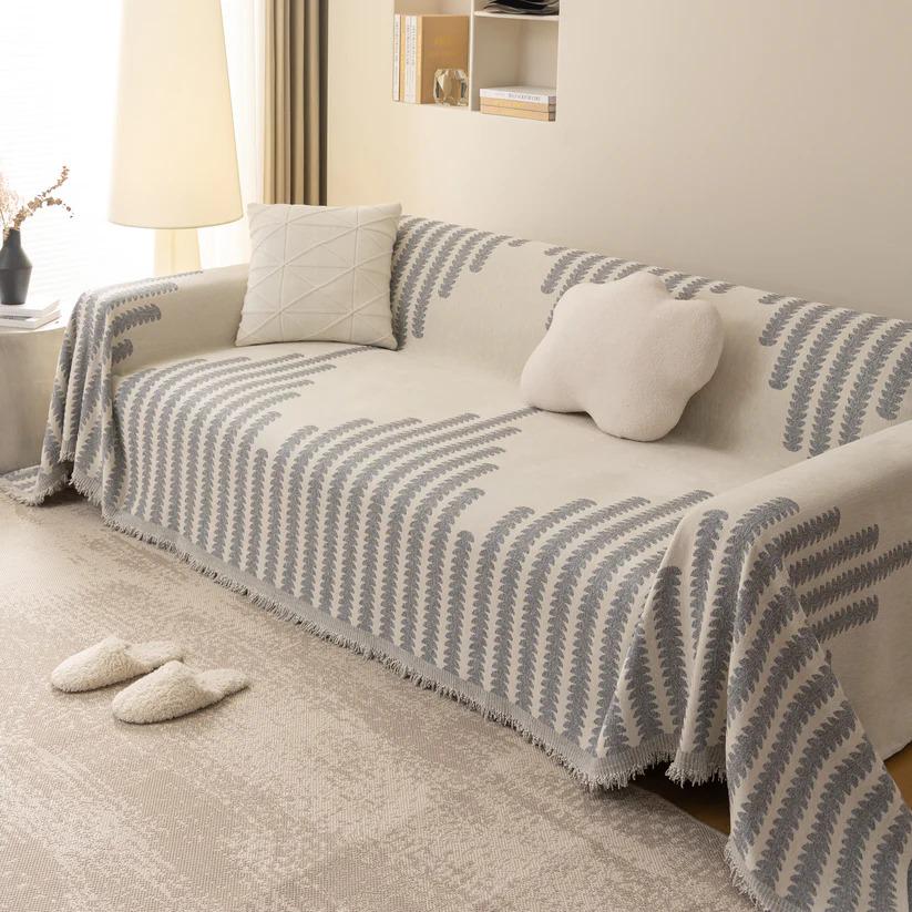Плед покрывало на диван и кровать для мягкой мебели с узором 180х230 см Бело-серый - фото 1 Плед покрывало на диван и кровать для мягкой мебели с узором 180х230 см Бело-серый - фото 1