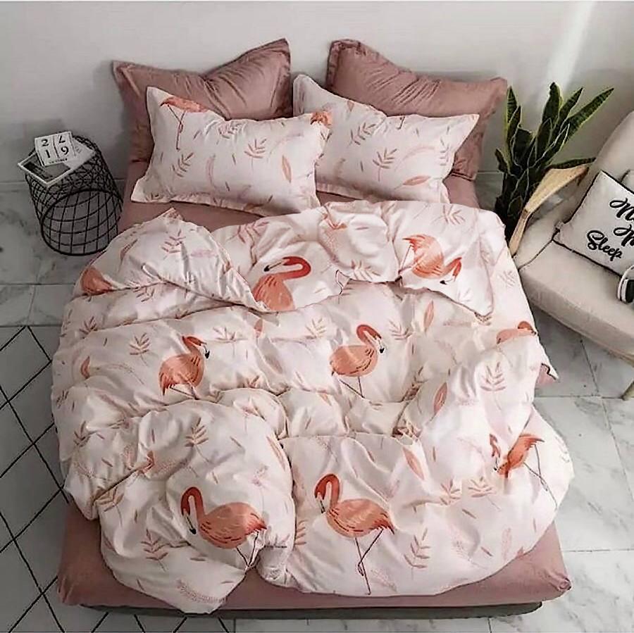 Комплект постельного белья Zastelli Фламинго бязь полуторный 145x210 пудровый