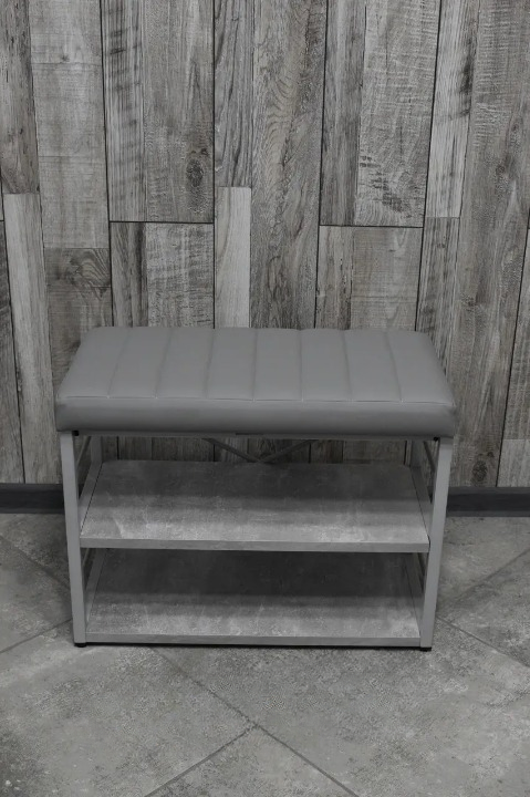 Банкетка для взуття металева з м'яким сидінням 32х47х60 см Світло-сірий/Мармуровий (2588076795)