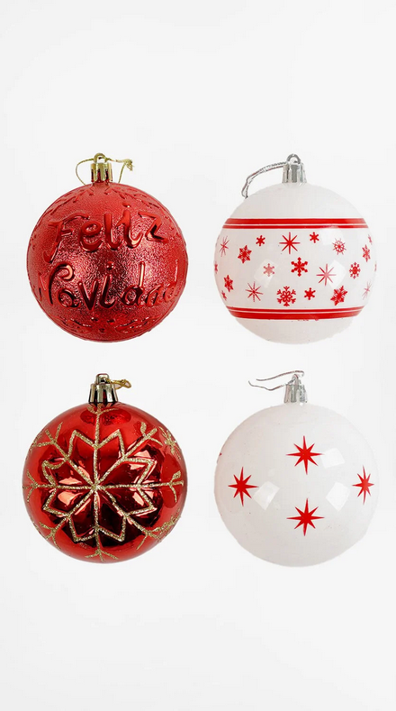 Набор новогодних украшений 16 игрушек на елку с рисунком снежинок (161086)