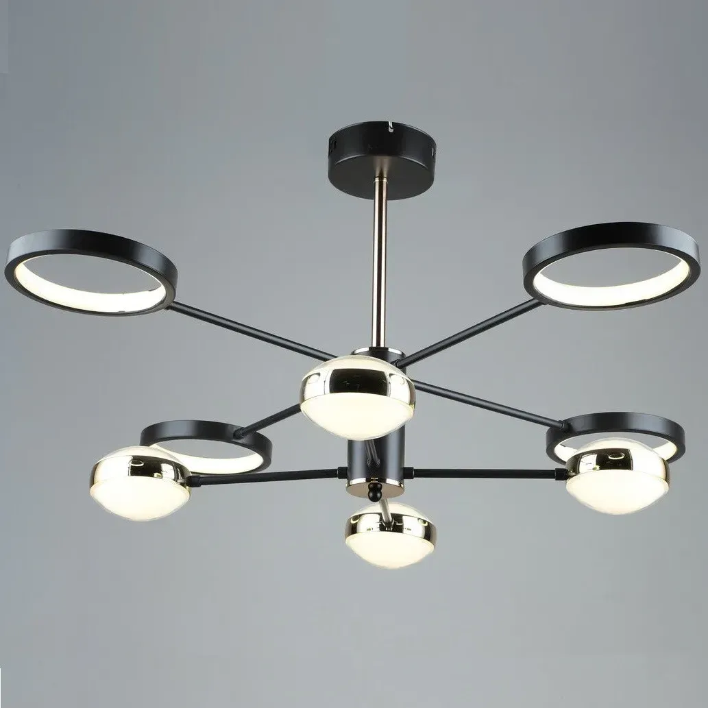 LED-люстра потолочная Sirius 68W с круглыми плафонами 3000/6500К Коричневый/Золотой (28686636)