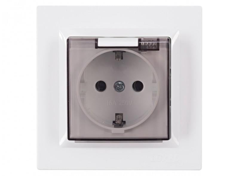 Розетка одинарна Luxel з/з та кришкою 9011 JAZZ Білий (27509455)