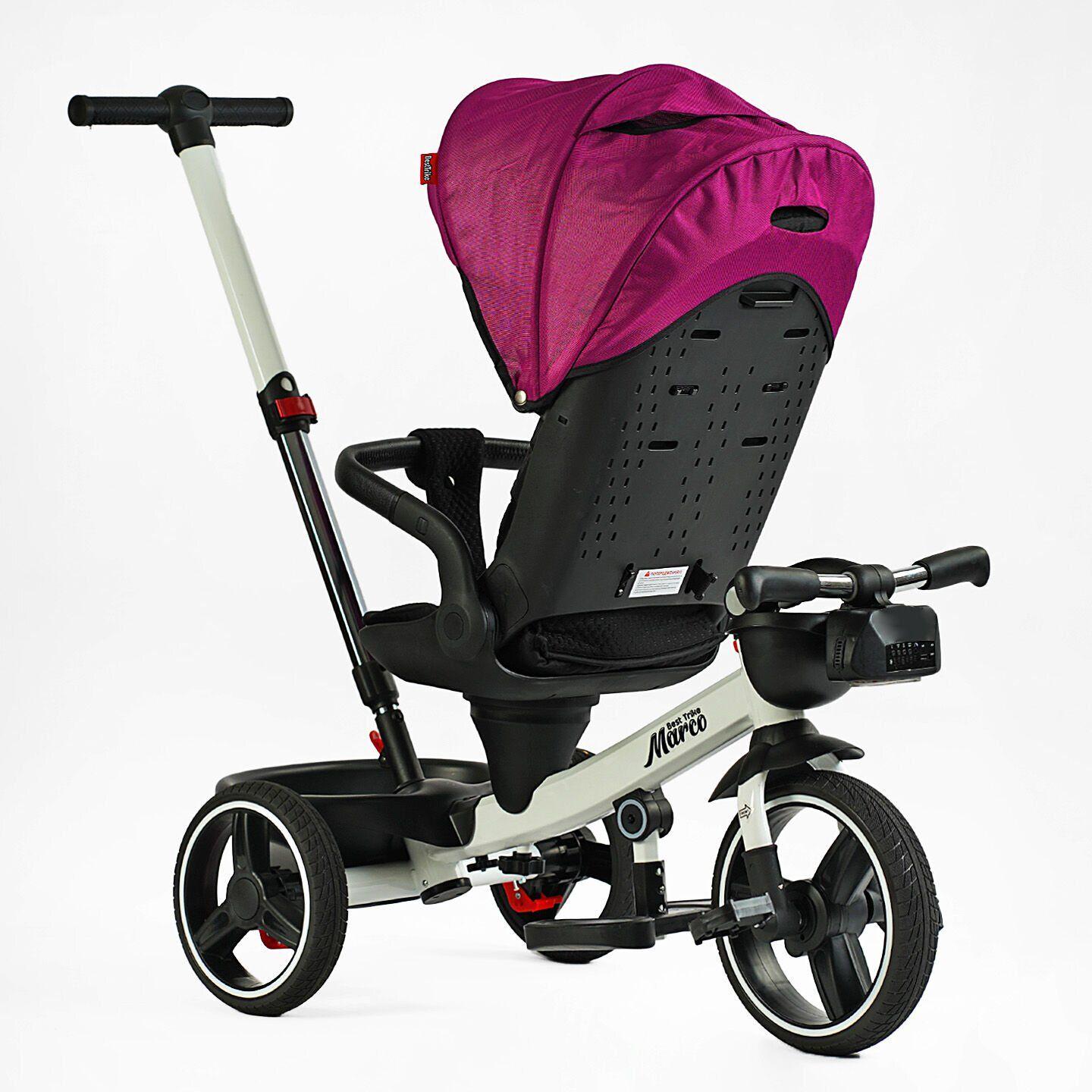 Велосипед дитячий триколісний Best Trike Marco 9155 PU складане кермо музична фара з батьківською ручкою Фіолетовий (365-18) - фото 4 Велосипед дитячий триколісний Best Trike Marco 9155 PU складане кермо музична фара з батьківською ручкою Фіолетовий (365-18) - фото 4