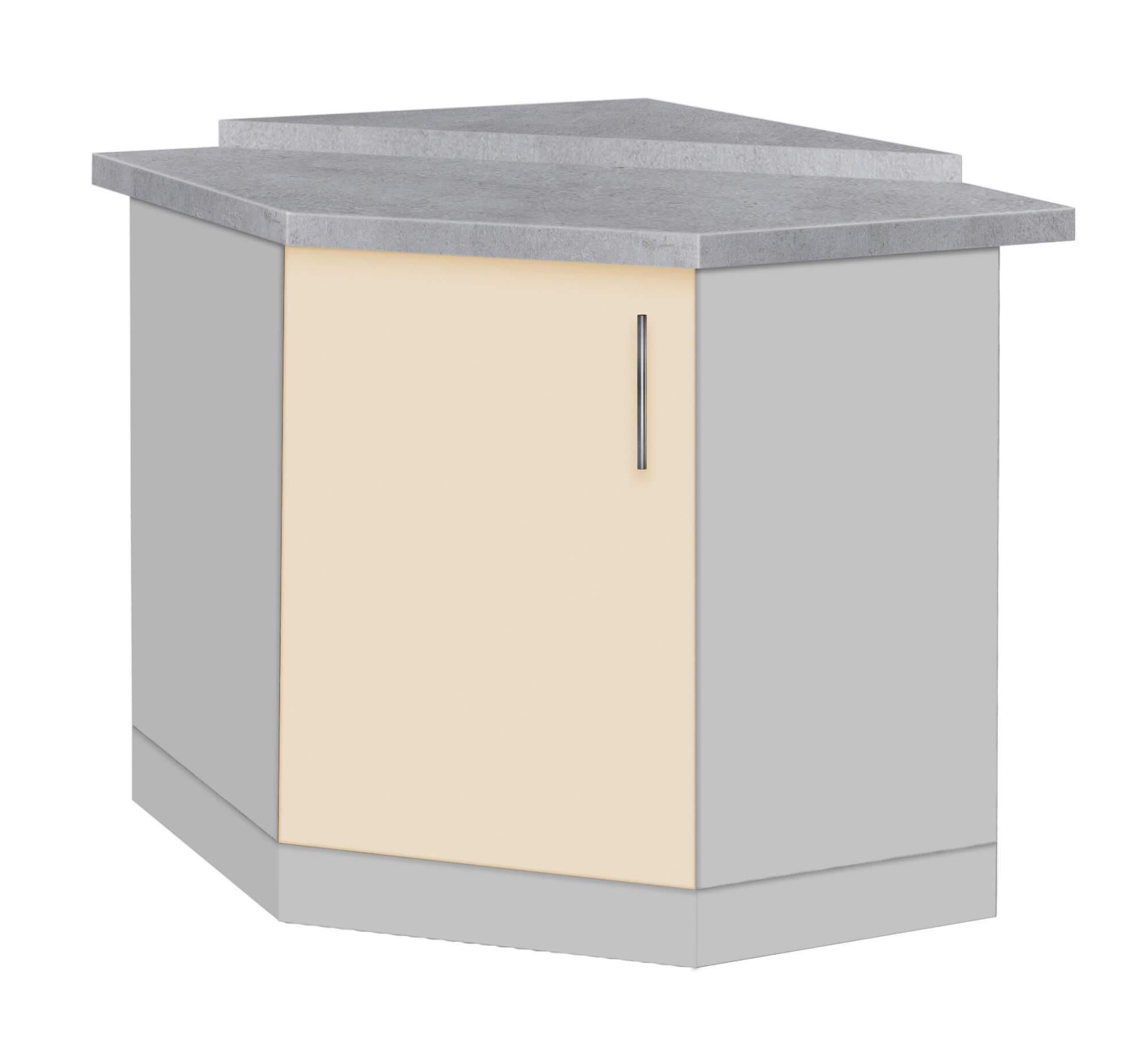 Тумба кутова кухонна МАКСІ-МЕблі №1 зі стільницею 1-ї категорії складська програма Сірий/Ваніль (80135)