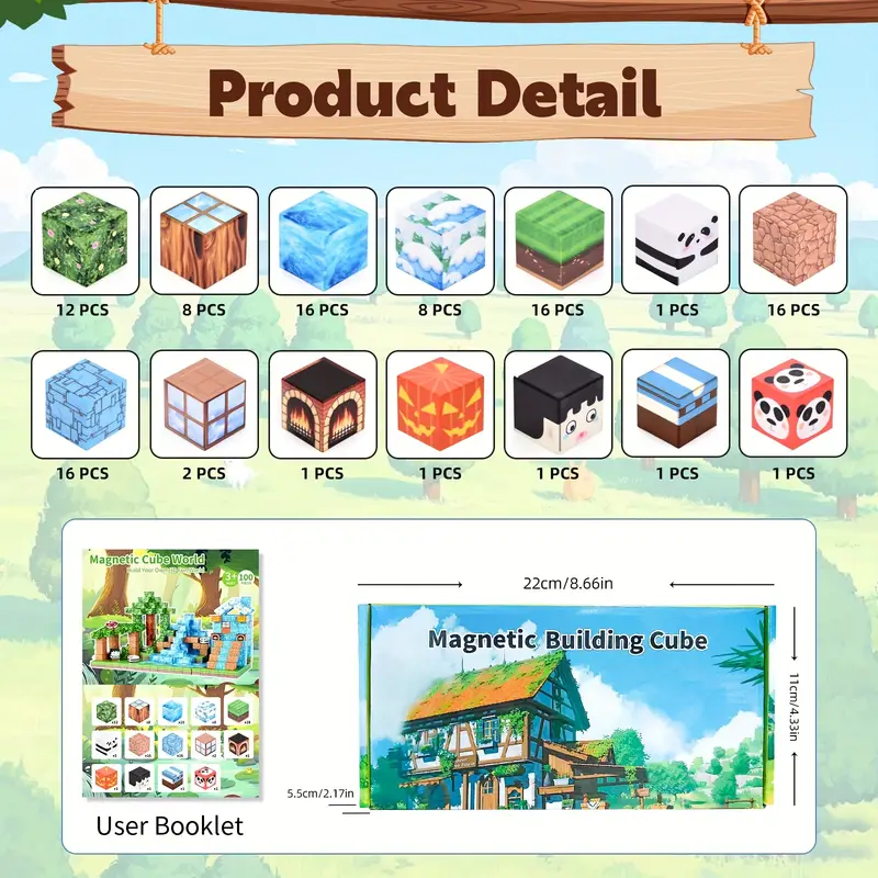 Конструктор магнитный Minecraft Дом с пандами 100 шт. (2698859963) - фото 3