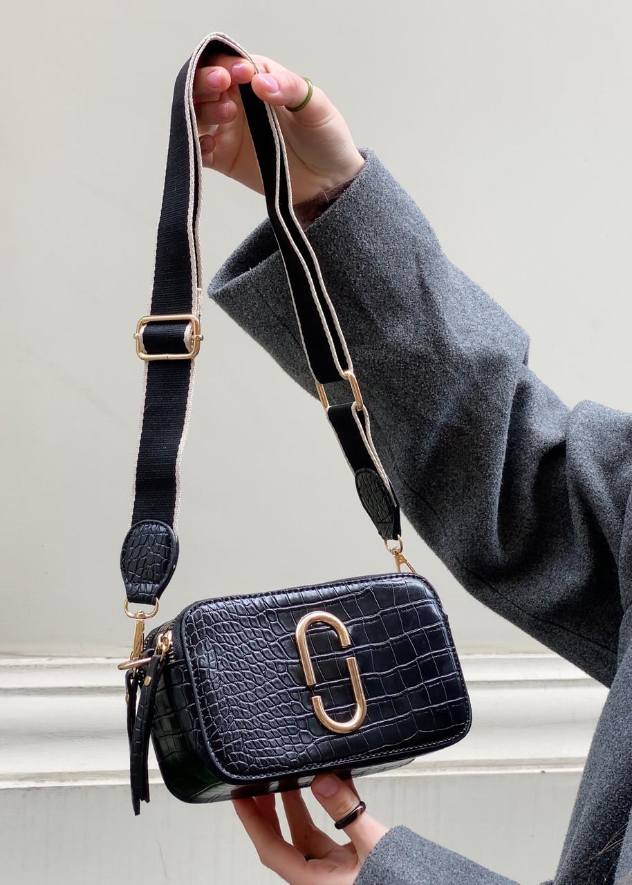 Жіноча сумка крос-боді на ремінці рептилія Чорний (18243034)