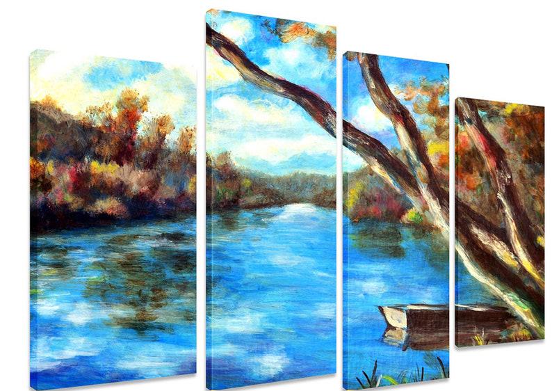 Модульная картина на холсте из четырех частей KIL Art Природа Живописная река 89x56 см (M4_M_348)