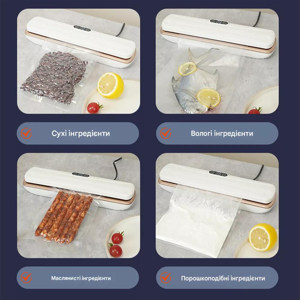 Вакуумный упаковщик вакууматор ручной для кухни бытовой Vacuum Fresh-Locking 016 360W White (200274) - фото 7 Вакуумный упаковщик вакууматор ручной для кухни бытовой Vacuum Fresh-Locking 016 360W White (200274) - фото 7