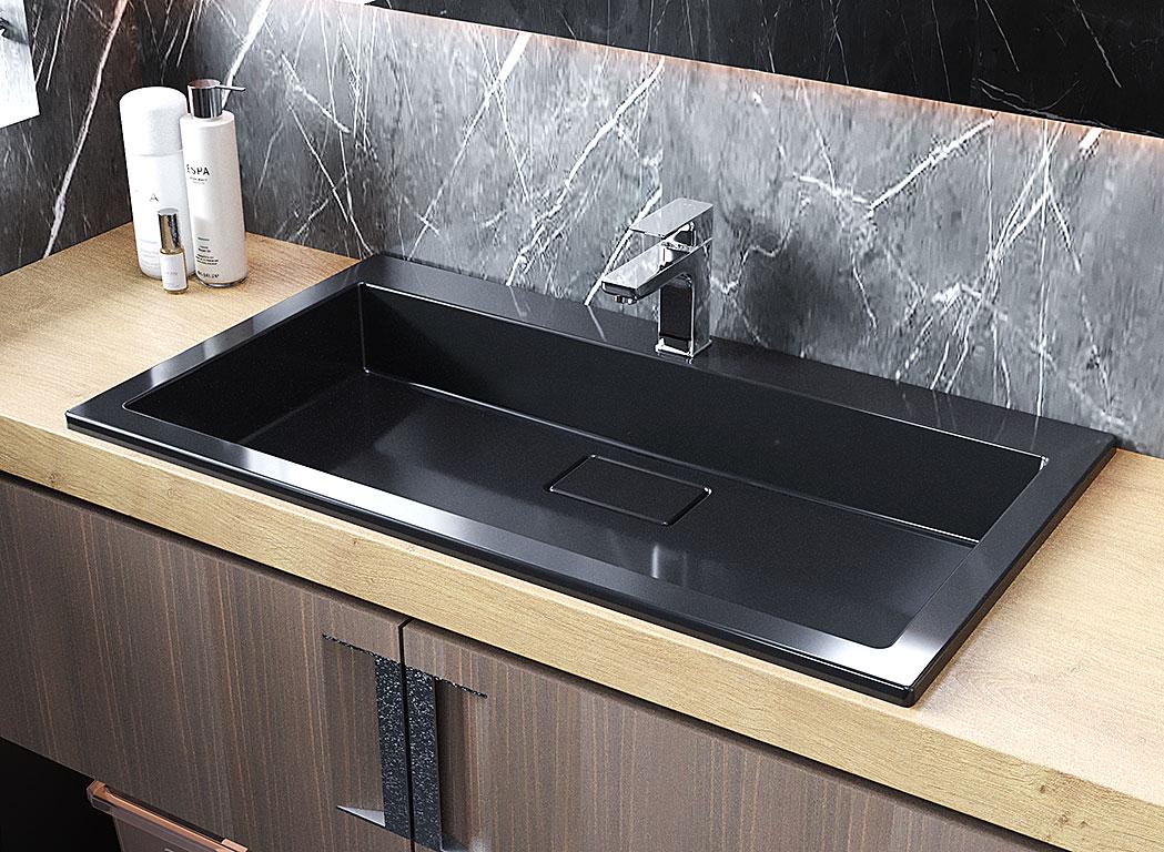 Умивальник накладний Status Aria Low 80 Black (726) - фото 5