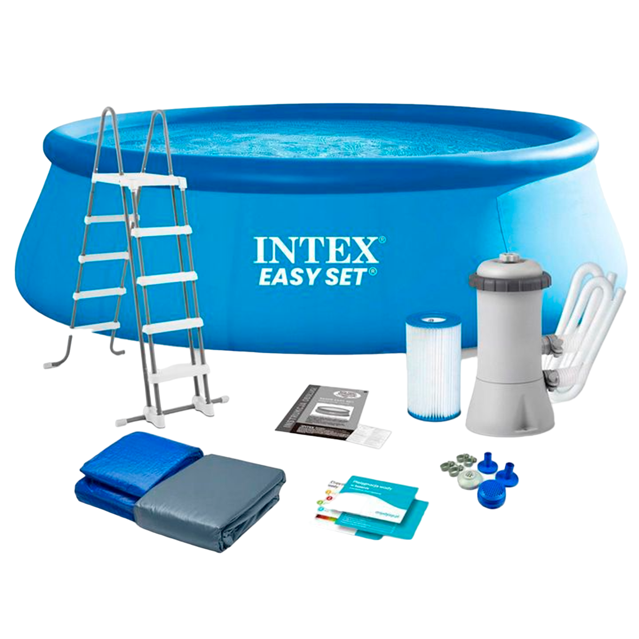 Бассейн надувной круглый Intex 26166 NP насос/лестница/тент 457x107 см 12430 л (14951318)