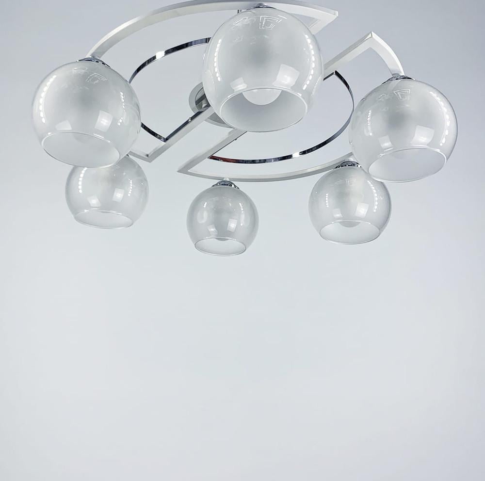 Люстра стельова на 6 плафонів Ø 58 см Білосніжний (51795/6 CH+WT+WT)