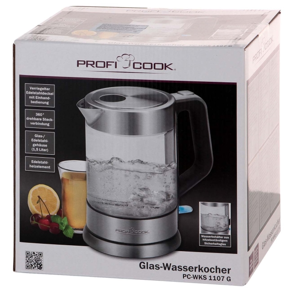 Скляний електрочайник Profi Cook PC-WKS 1107 1,5 л 2200 Вт (2693384716) - фото 8 Скляний електрочайник Profi Cook PC-WKS 1107 1,5 л 2200 Вт (2693384716) - фото 8