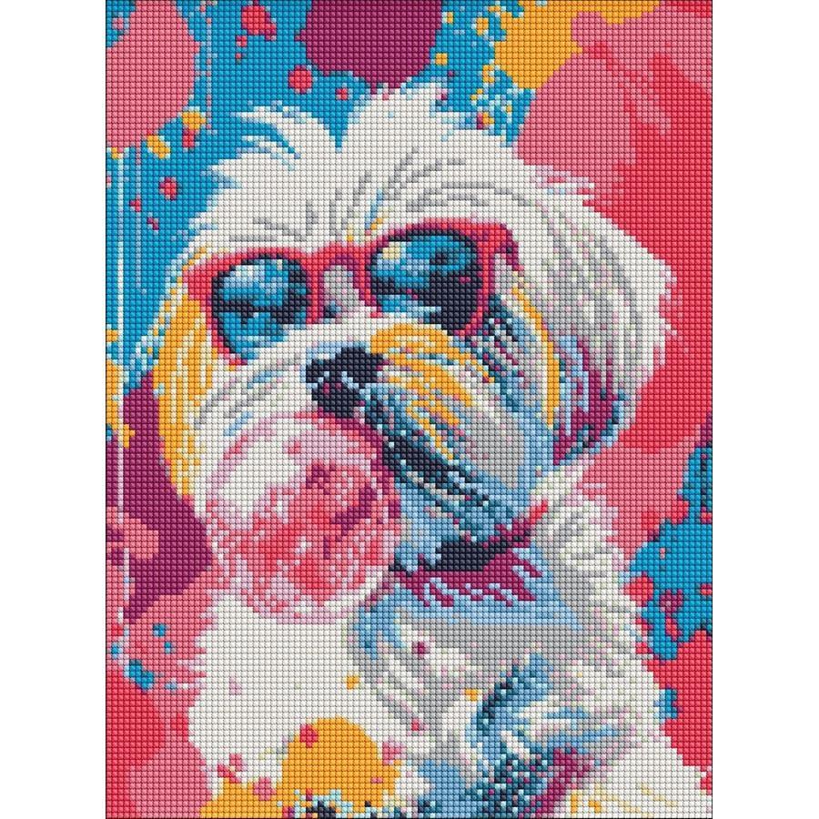 Алмазна мозаїка Ideyka Зухвалий пес у рожевому 30x40 см (AMO20097)