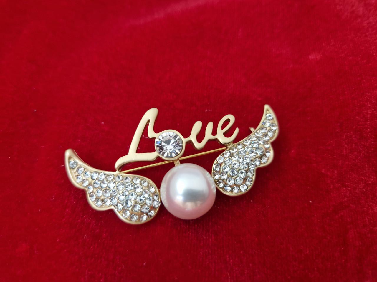 Брошь Love с крылышками Золотистый (1864579579) Брошь Love с крылышками Золотистый (1864579579)