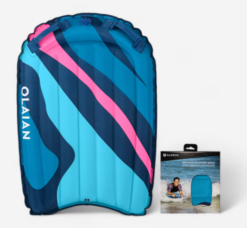 Бодіборд надувний для плавання на хвилях OLAIAN 25-90 кг Різнокольоровий (2709441260)