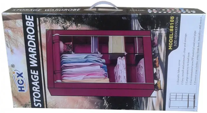 Тканевый шкаф складной Storage WARDROBE 88105 на 2 секции 105x45x170 см Фиолетовый (28207216) - фото 5