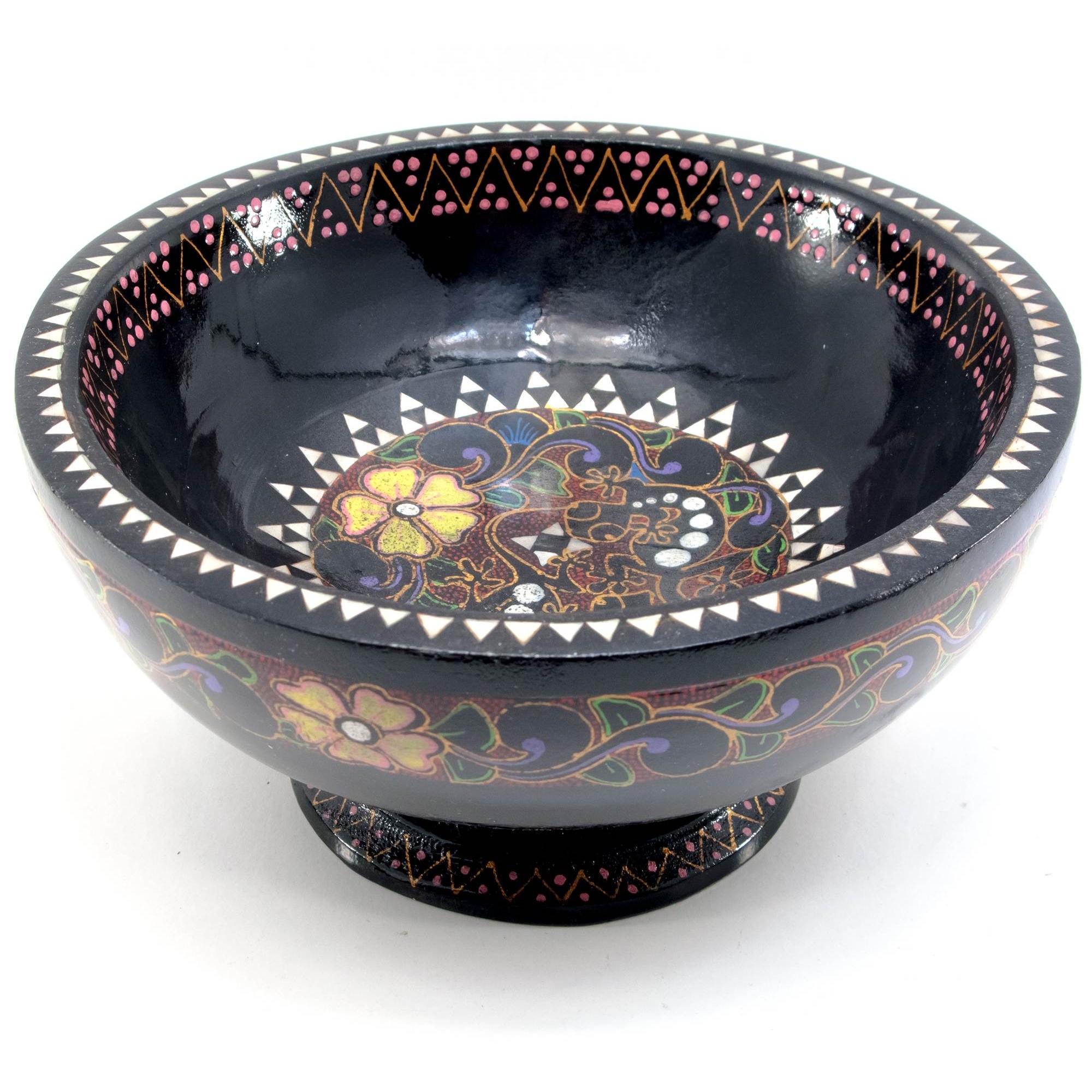 Конфетница расписнаяиз цельного дерева d 20,5 см 30296 (50874)