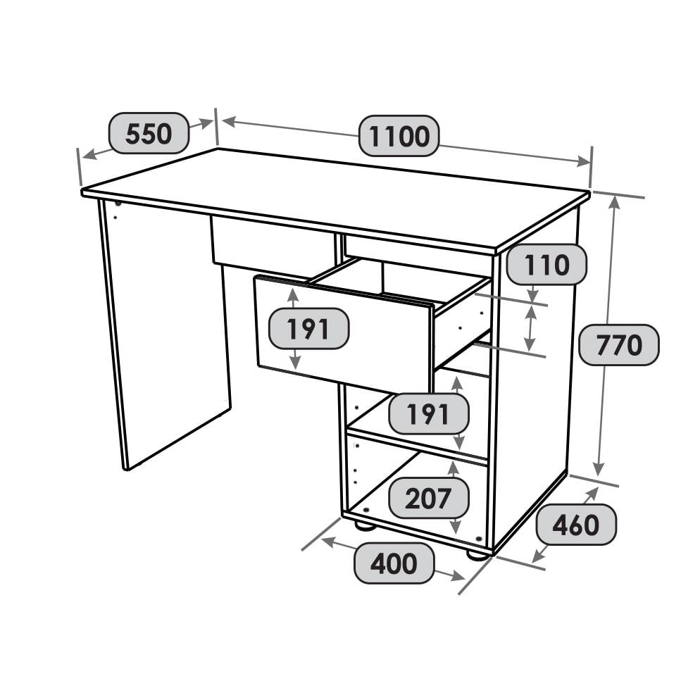 Компьютерный стол Everest Лайт СЛ-1 тумба правая 1100х550х770 мм Графит (11139) - фото 2 Компьютерный стол Everest Лайт СЛ-1 тумба правая 1100х550х770 мм Графит (11139) - фото 2