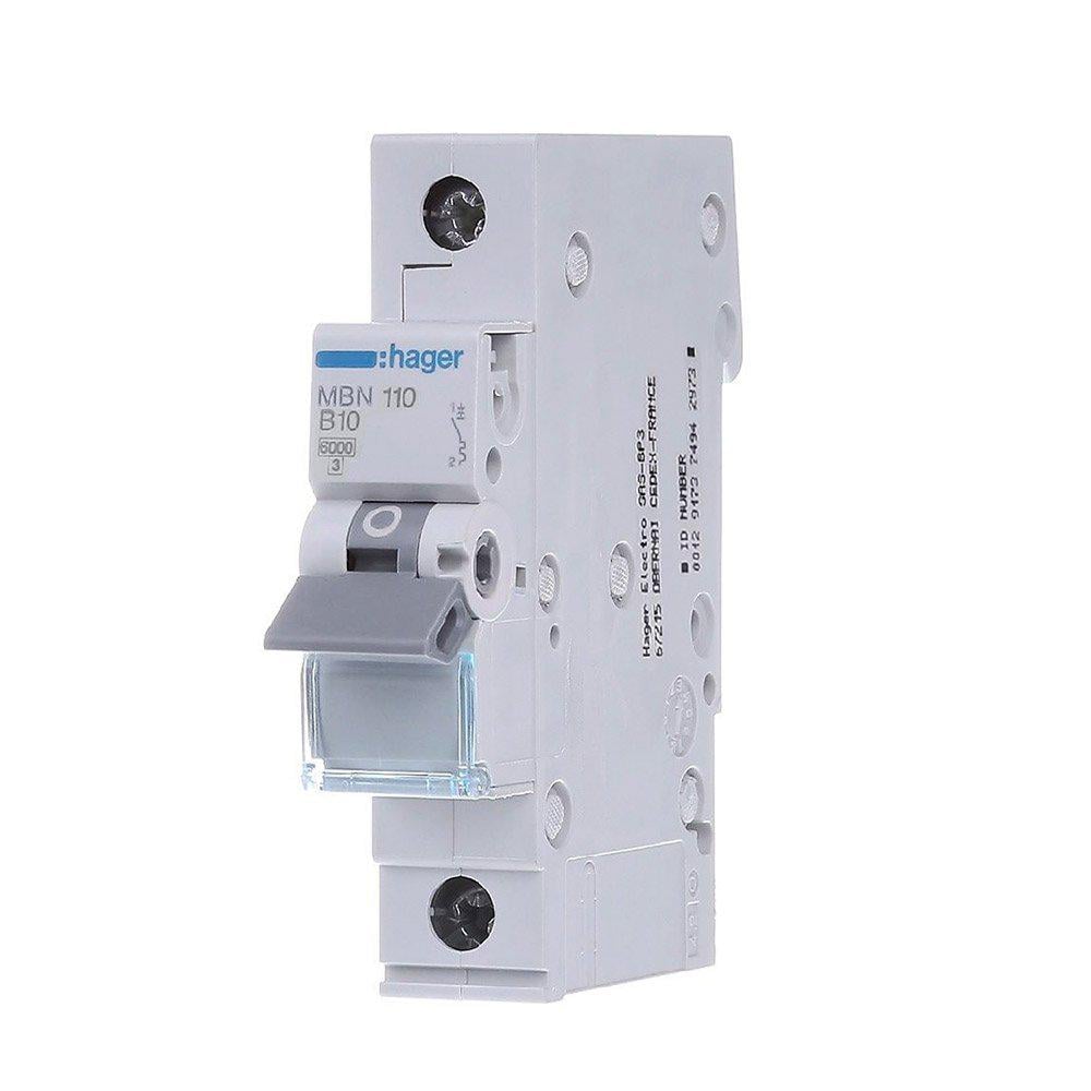 Автоматический выключатель Hager 1P 10A B 6 kA MBN110 1M