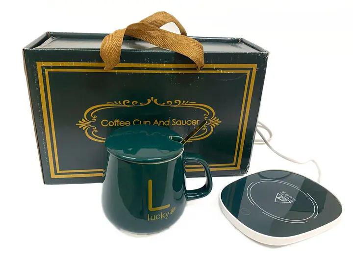 Чашка керамическая Stenson YG01317 L на подставке/с подогревом/от сети до +55°С 400 мл Белый (30547422) - фото 7