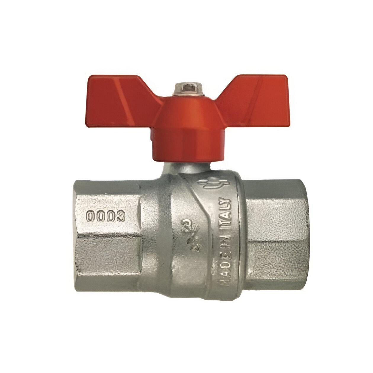 Кран шаровой Fiv Evolution 1" ВВ бабочка Красный (AKV-86001101)