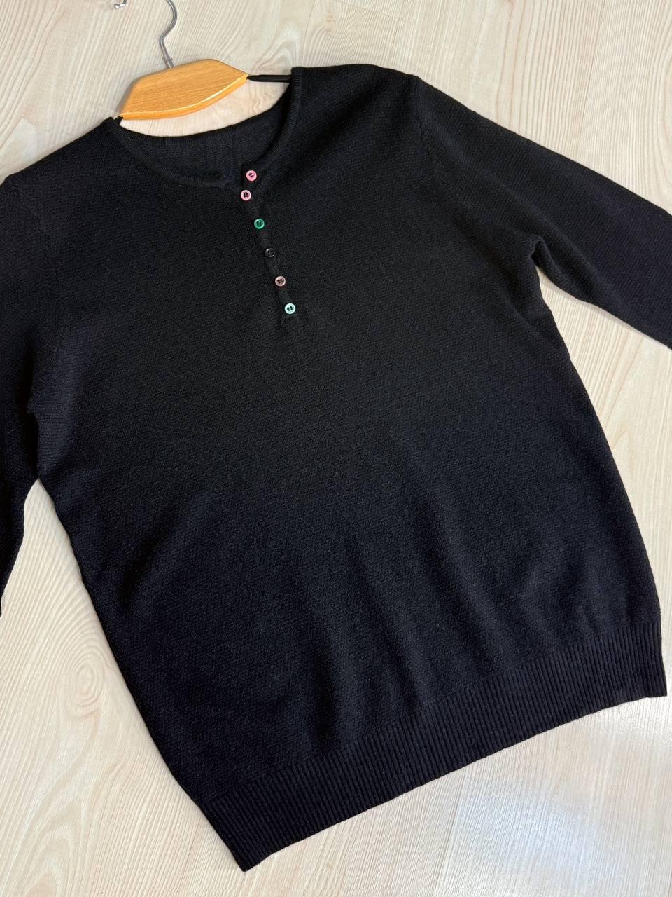 Свитер женский AN 02493 букле с пуговицами тонкий и теплый базовый One Size Черный - фото 3 Свитер женский AN 02493 букле с пуговицами тонкий и теплый базовый One Size Черный - фото 3