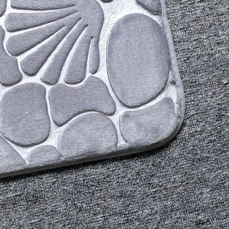 Набір килимків для ванної та туалету Морський пляж з ефектом пам'яті 3 шт. Сірий (7802522) - фото 9