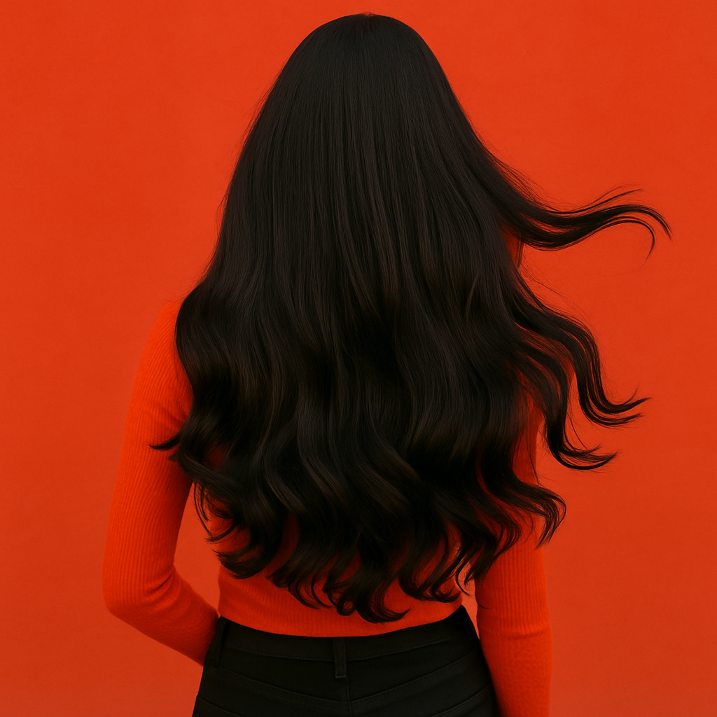 Перука хвиляста без чубчика з проділом 65 см Брюнетка (K001062) - фото 2 Перука хвиляста без чубчика з проділом 65 см Брюнетка (K001062) - фото 2