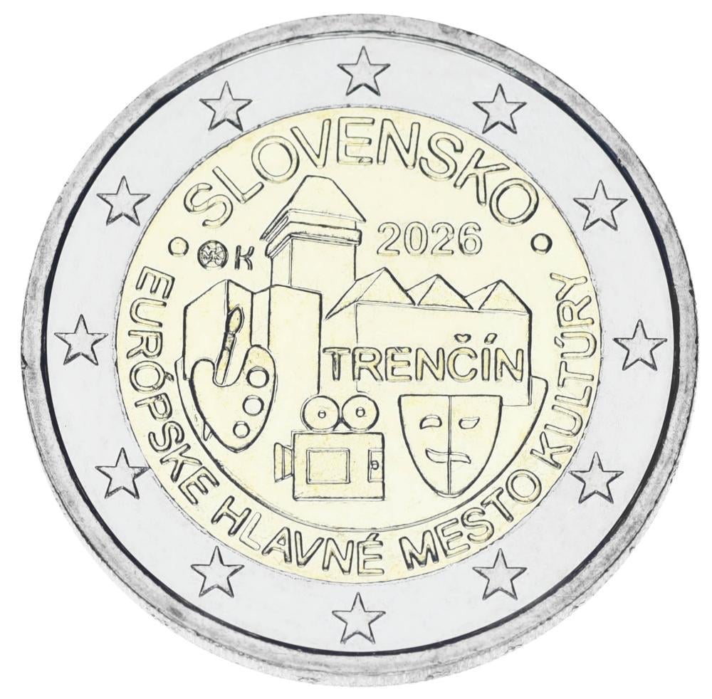 Колекційна монета Словаччина 2 євро 2026 Біметал UNC Тренчин-Європейська столиця культури 2026 (М24159)