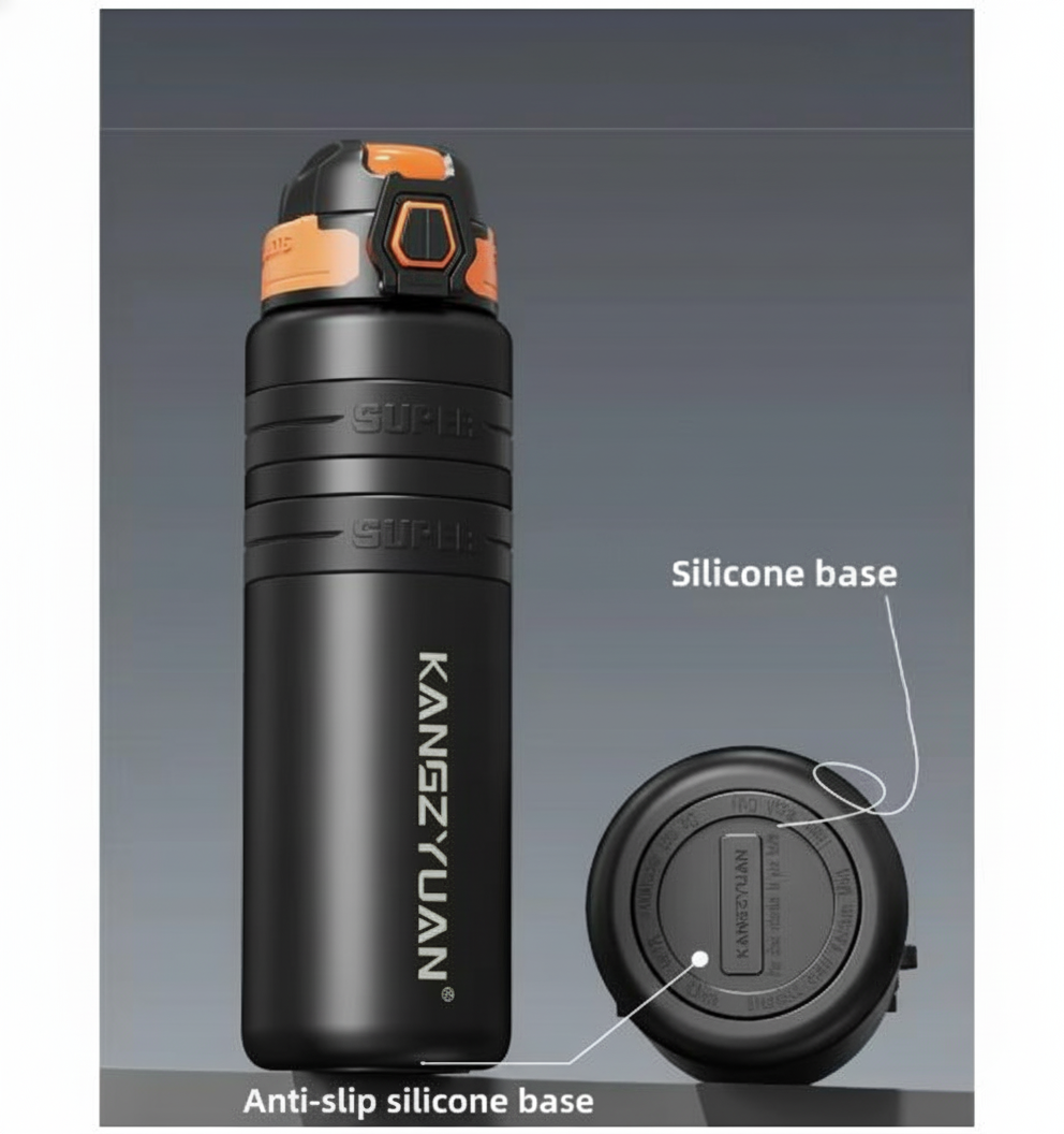 Термос бутылка из нержавеющей стали KANGZYUAN с двойной стенкой вакуумный 800 мл Черный (2466153598) - фото 4 Термос бутылка из нержавеющей стали KANGZYUAN с двойной стенкой вакуумный 800 мл Черный (2466153598) - фото 4