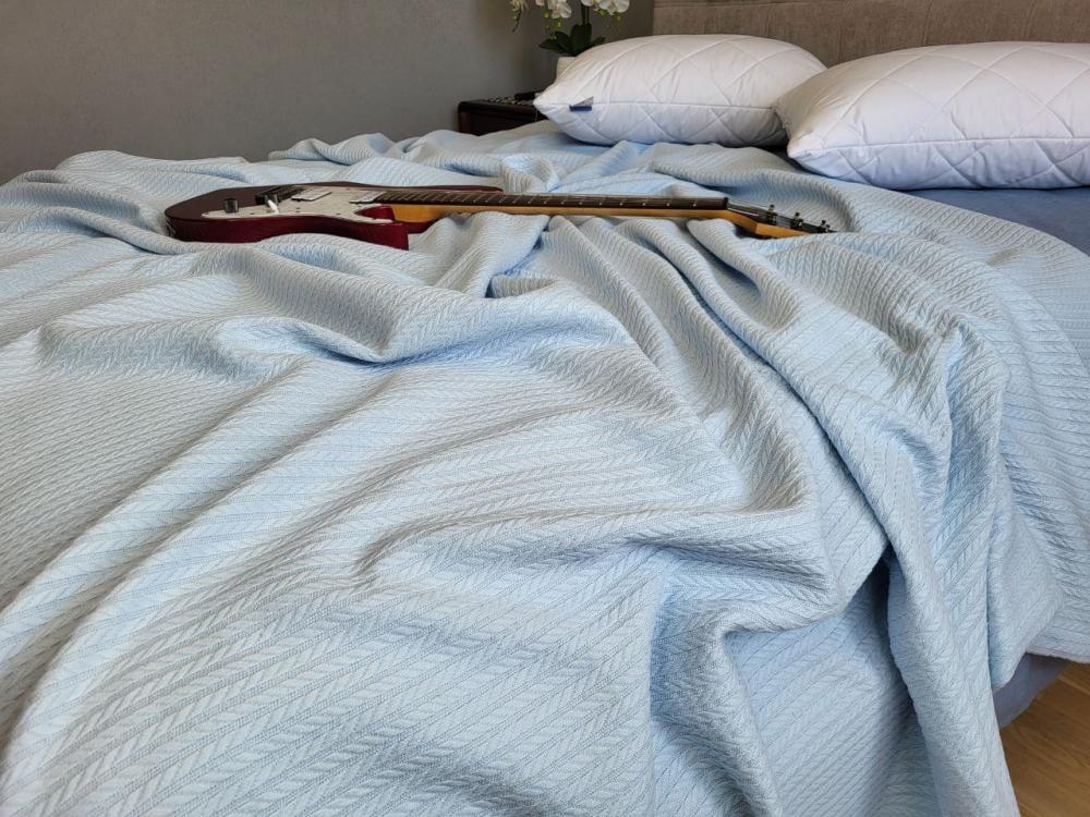 Покрывало Пике Косичка 180x220 см Небесный (11248) - фото 6 Покрывало Пике Косичка 180x220 см Небесный (11248) - фото 6