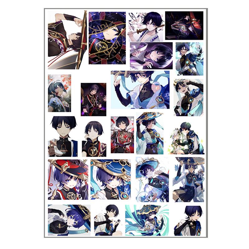 Стикеры наклейки Скарамучча Странник Геншин импакт Genshin Impact А3 лист (stik_202)