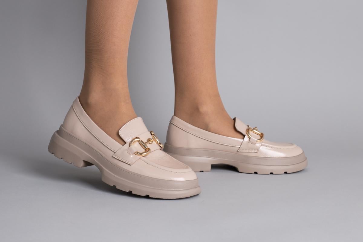 Лоферы женские кожа наплак р. 37 Бежевый (3908-1/37)