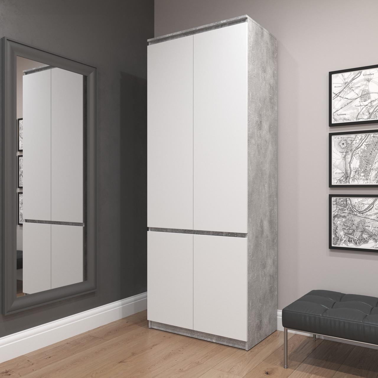 Шафа гардеробна Вайс R-10 802х500х2110 мм Бетон/Білий фасад (30822922) - фото 1 Шафа гардеробна Вайс R-10 802х500х2110 мм Бетон/Білий фасад (30822922) - фото 1