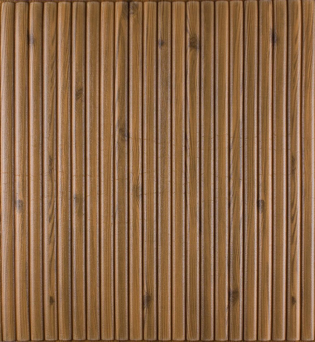 Панель самоклеящаяся 3D Loft 700x700x8 мм звукоизоляционная под бамбук Коричневый