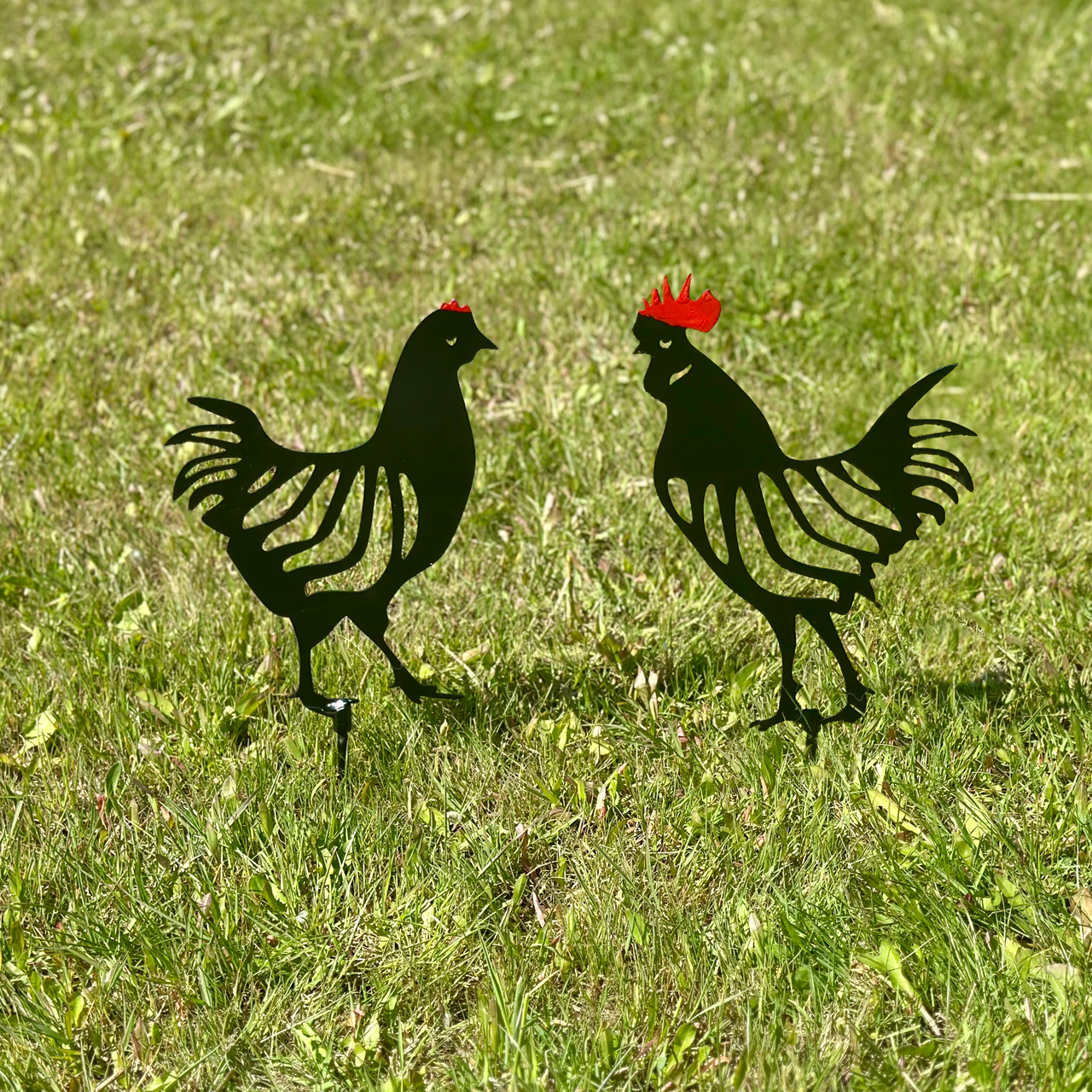 Садовая фигура Курица и петух металлический колышек для двора/сада/газона (DCR032) - фото 4