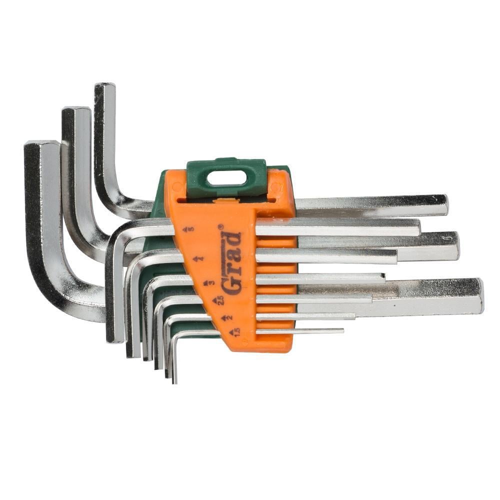 Ключи шестигранные Grad 1,5-10 мм CrV короткие 9 шт. (4022075)