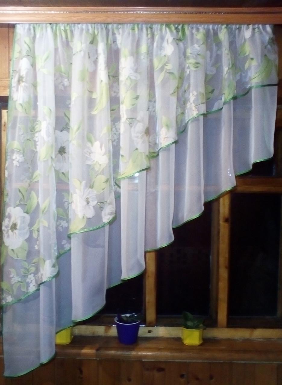 Тюль кухонна Ніка ліва Білий/Яблуневий цвіт (1153688706) - фото 1 Тюль кухонна Ніка ліва Білий/Яблуневий цвіт (1153688706) - фото 1