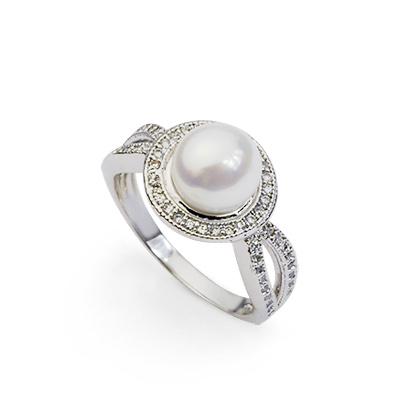 Кольцо с кристаллами Сваровски 311333 Italina р. 16 Белый жемчуг